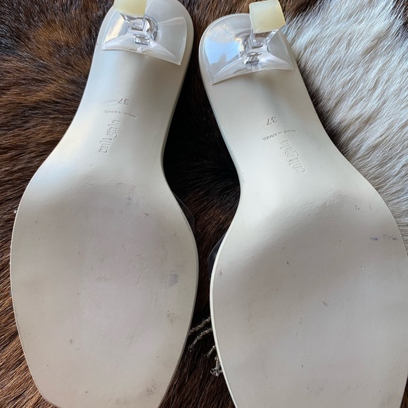 Cult Gaia Uma Pearl Fringe Slide Sandal SZ 37 - Clear PVC Heel - Picture 12 of 13